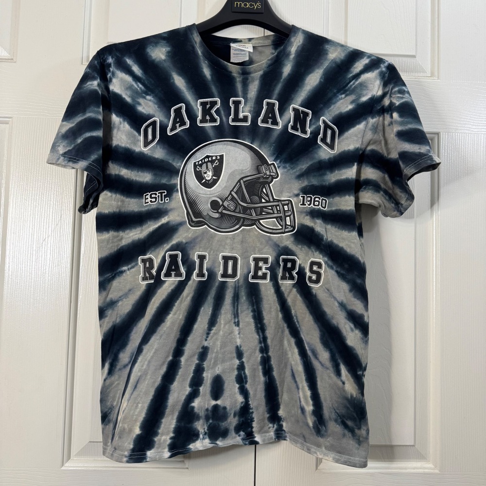 Vintage‎ 90's Retro Men's Oakland Raiders Tie Dye NFL T Shirt Size Large's